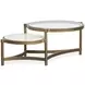 Cassidy Aged Brass and Volakas Round Glass Top Cocktail Table