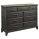Heritage Timber Charcoal and Brown 9 Drawer Westwood Bureau with Rectangular Jessup Mirror