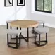 Magnolia Brown Round Nesting Coffee Table with 4 Stools