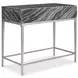 Linea Black Forest Marble And Textured Graphite Metal Nightstand