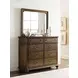 Kingswell Rich Hazelnut 8 Drawer Witham Bureau with Rectangular Mirror