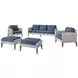 Carezza Dark Blue and Natural Upholstered 5 Piece Conversation Set
