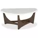 Elowen Vale Turkish Coffee and White Demilune Marble Top Sofa Table