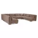 June Dark Brown Performance Fabric 5 Piece Modular U Shaped Sectional with Pillows