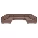 June Dark Brown Performance Fabric 5 Piece Modular U Shaped Sectional with Pillows