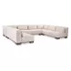 June Oatmeal Performance Fabric 5 Piece Modular U Shaped Sectional with Pillows