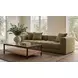 Davie Olive Performance Fabric 2 Piece Modular Sofa Sectional with Pillows