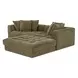 Davie Olive Performance Fabric 3 Piece Modular Nook Sectional with Pillows