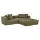 Davie Olive Performance Fabric 3 Piece Modular Nook Sectional with Pillows
