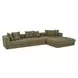 Davie Olive Performance Fabric 4 Piece Modular Lounge Sectional with Pillows