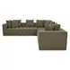 Davie Olive Performance Fabric 5 Piece Modular Classic L Sectional with Pillows