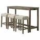 Turner Cream and Oak Upholstered 4 Piece Bar Table Set with USB Charging