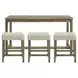 Turner Cream and Oak Upholstered 4 Piece Bar Table Set with USB Charging