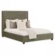 Kimberly Mystical Moss and Dark Brown King Upholstered Panel Bed