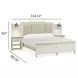 Willowbrook Egg Shell White and Cream Queen Upholstered Wall Panel Bed with 2 Nightstand and USB Charging