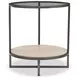 Harlow Bronze And White Travertine Stone Metal Round Chairside Table