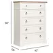Crownfall Whisper White and Cerused Nutmeg 5 Drawer Chest