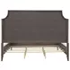 Oakridge Medley Piano Brown Upholstered King Panel Bed with Nailhead Trim