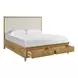 Oakmere Beige and Natural Queen Upholstered Storage Panel Bed