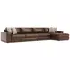 Nest Brown Leather 3 Piece Modular Sectional with RAF Chaise and Pillows