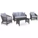 Bodega Island Gray and Brown Performance Fabric 4 Piece Outdoor Conversation Set