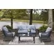 Bodega Island Gray and Brown Performance Fabric 4 Piece Outdoor Conversation Set