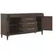 Oakridge Medley Piano Brown Glass Top 2 Door Buffet with Storage Drawer