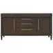 Oakridge Medley Piano Brown Glass Top 2 Door Buffet with Storage Drawer