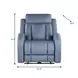 Quinn Blue Gray Leather Zero Gravity Triple Power Recliner with USB Charging