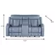 Quinn Blue Gray Leather 73" Zero Gravity Triple Power Reclining Loveseat with Console and USB Charging