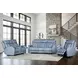 Quinn Blue Gray Leather 73" Zero Gravity Triple Power Reclining Loveseat with Console and USB Charging