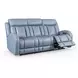 Quinn Blue Gray Leather Zero Gravity Triple Power Reclining Living Room Set