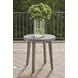 Francis Beach Natural and Gray Round Outdoor Stone Top End Table