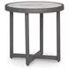 North Island Gray and White Round Outdoor Sintered Stone Top End Table