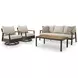 Carlsbad Beach Gray and Brown Performance Fabric 4 Piece Outdoor Conversation Set