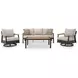 Carlsbad Beach Gray and Brown Performance Fabric 4 Piece Outdoor Conversation Set