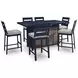 Mabry Shores Navy Blue and Driftwood 70" Rectangular Outdoor Bar Table with Fire Pit