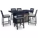 Mabry Shores Navy Blue and Driftwood 70" Rectangular Outdoor Bar Table with Fire Pit