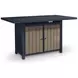 Mabry Shores Navy Blue and Driftwood 70" Rectangular Outdoor Bar Table with Fire Pit