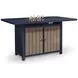 Mabry Shores Navy Blue and Driftwood 70" Rectangular Outdoor Bar Table with Fire Pit
