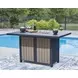 Mabry Shores Navy Blue and Driftwood 70" Rectangular Outdoor Bar Table with Fire Pit