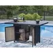 Mabry Shores Navy Blue and Driftwood 70" Rectangular Outdoor Bar Table with Fire Pit