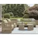 Moondance Beige and Green Performance Fabric 76" Outdoor Sofa
