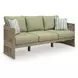Moondance Beige and Green Performance Fabric 76" Outdoor Sofa