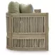 Moondance Beige and Green Performance Fabric 76" Outdoor Sofa