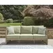 Moondance Beige and Green Performance Fabric 76" Outdoor Sofa