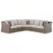 Carmel Bay Beige Performance Fabric 3 Piece Outdoor Modular Sectional