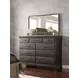 Heritage Timber Charcoal and Brown 9 Drawer Westwood Bureau with Rectangular Jessup Mirror