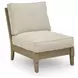 Clare View Beige Performance Fabric 5 Piece Outdoor Modular Sectional with Pillows