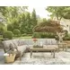 Clare View Beige Performance Fabric 4 Piece Outdoor Modular Sectional with Pillows